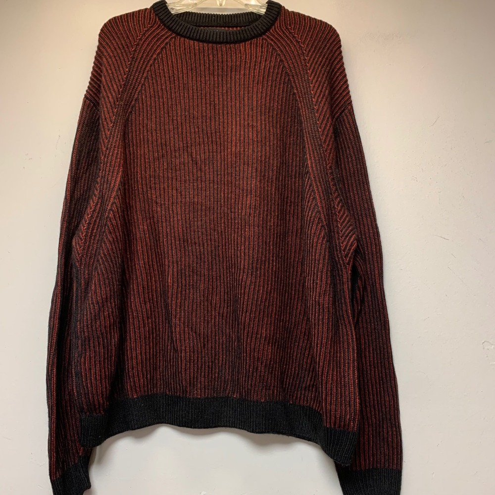 ASOS DESIGN Sweater Mens XL Red Black Excellent Ribbed Knit Vertical Stripe